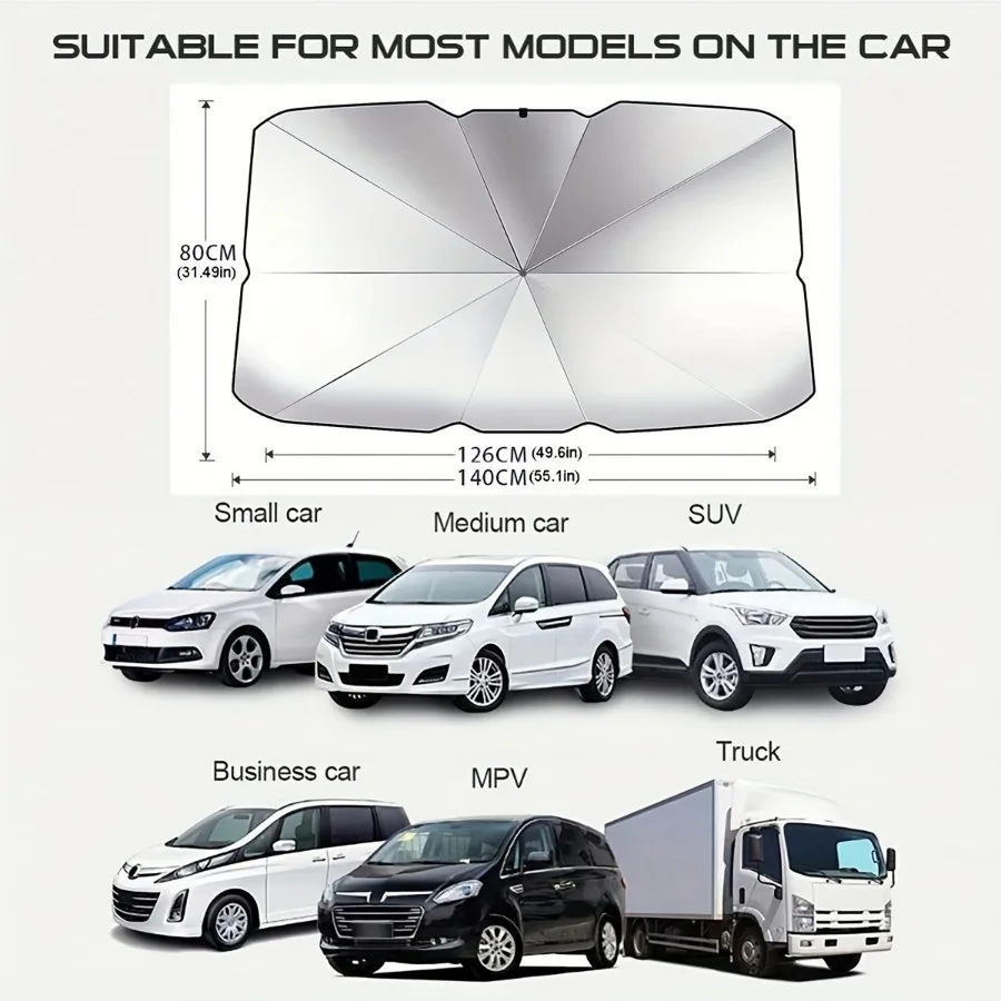 Car Sunshade Umbrella Windshield Folding Front Parasol Umbrella Type Sun Shade for Car Window Summer Sun Protection Accessories