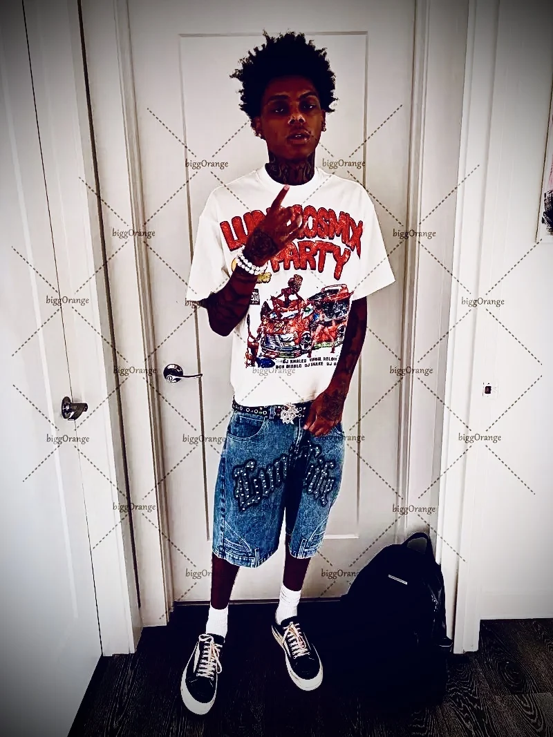 

Summer Hip-hop New Street Fashionable Loose Cotton White T-shirt Men American Retro Letters Casual Oversized Short-sleeved Women