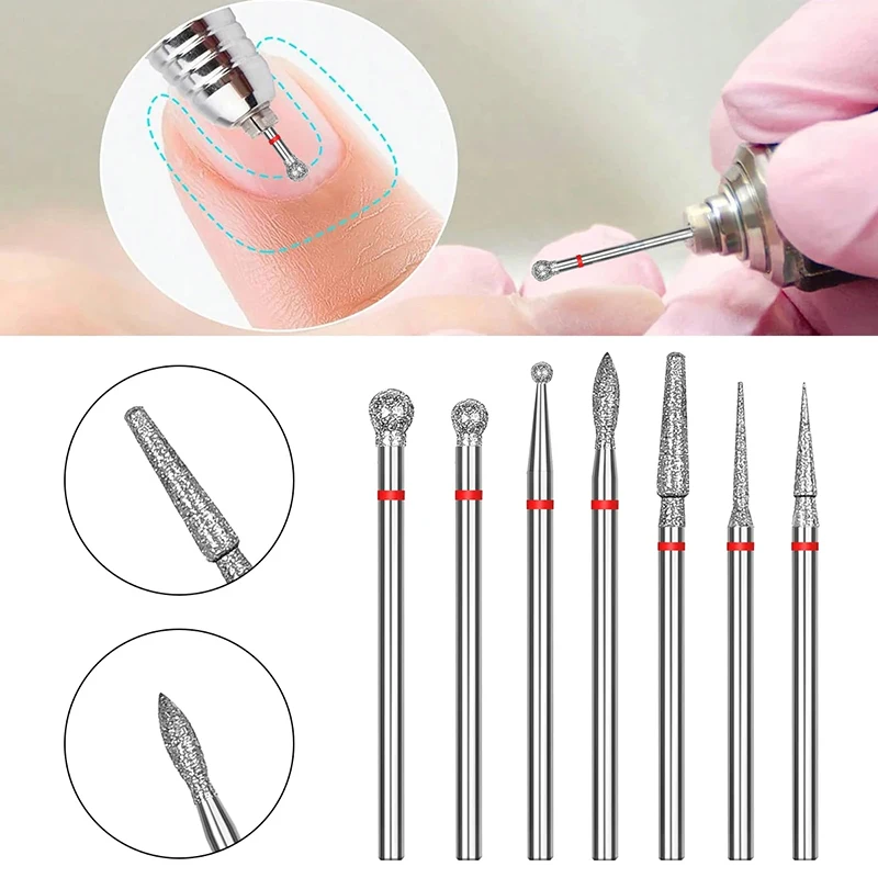 1 pçs prego cone ponta diamante brocas elétrica cutícula limpa rotativa para manicure pedicure moagem cabeça lixadeira ferramenta