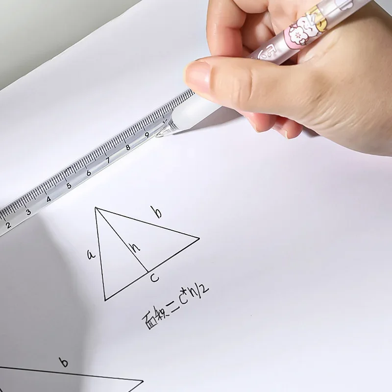 Règle droite triangulaire transparente simple, outils Kawaii, dessin animé, cadeau de bureau, mesure scolaire, 15cm, 20 cm