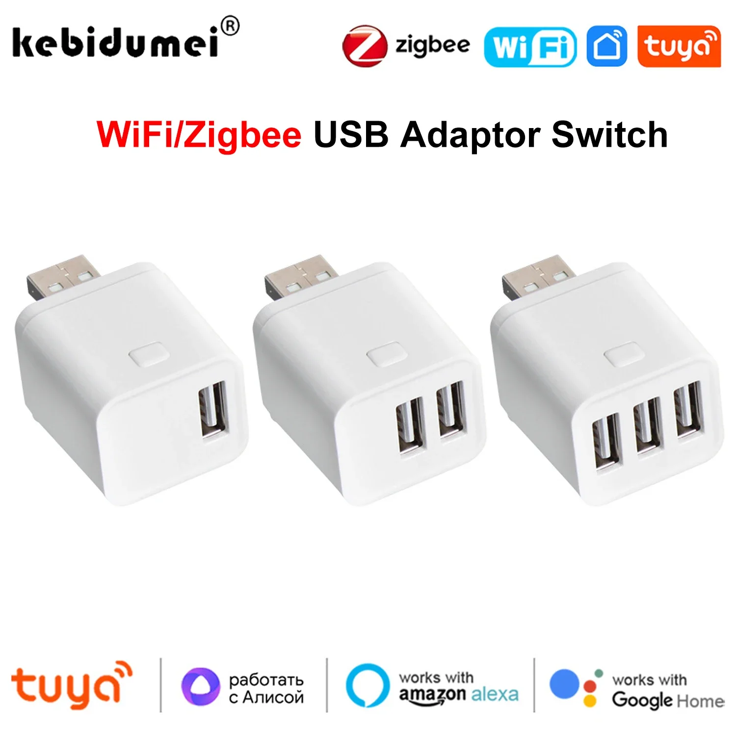 

Умный адаптер Tuya Wi-Fi/Zigbee Micro USB 1-3 Gang 5V Mini USB адаптер питания зарядная вилка синхронизации голоса для Alexa Google Home Alice