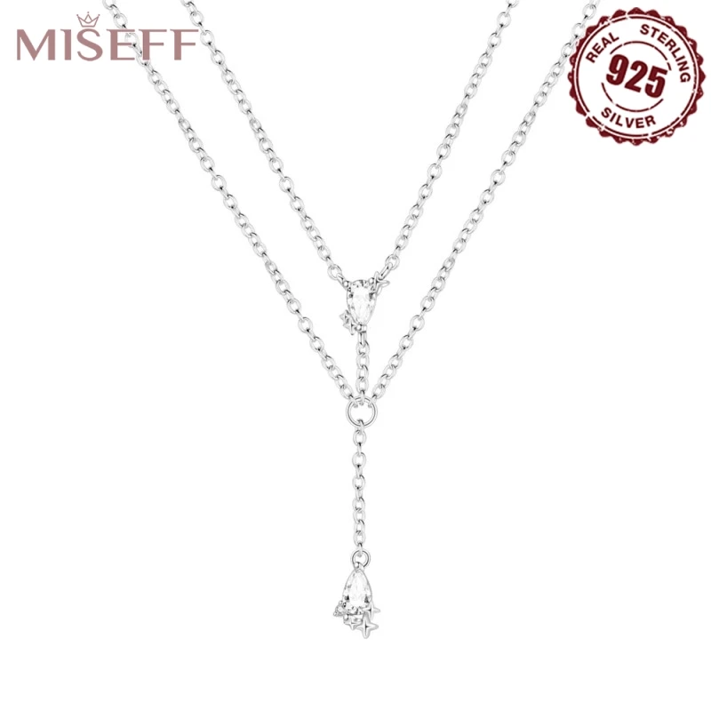

MISEFF 925 Sterling Silver New Pendant Necklace Original DIY Women water drop Shape Jewelry tassels Bracelet Accessories Charm