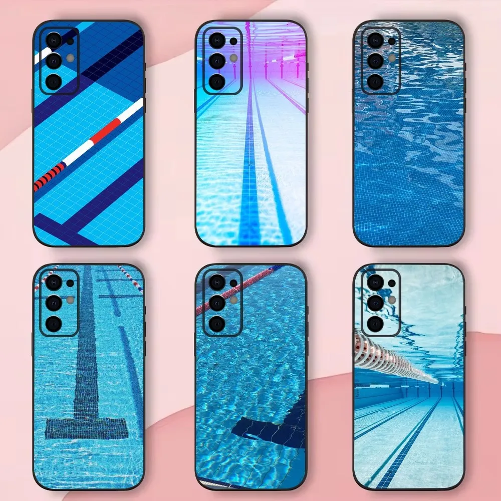 Swimming Pool Water Phone Case For Samsung S24,S21,S22,S23,S30,Ultra,S20,Plus,Fe,Lite,Note,10,9,5G Black Soft Shell