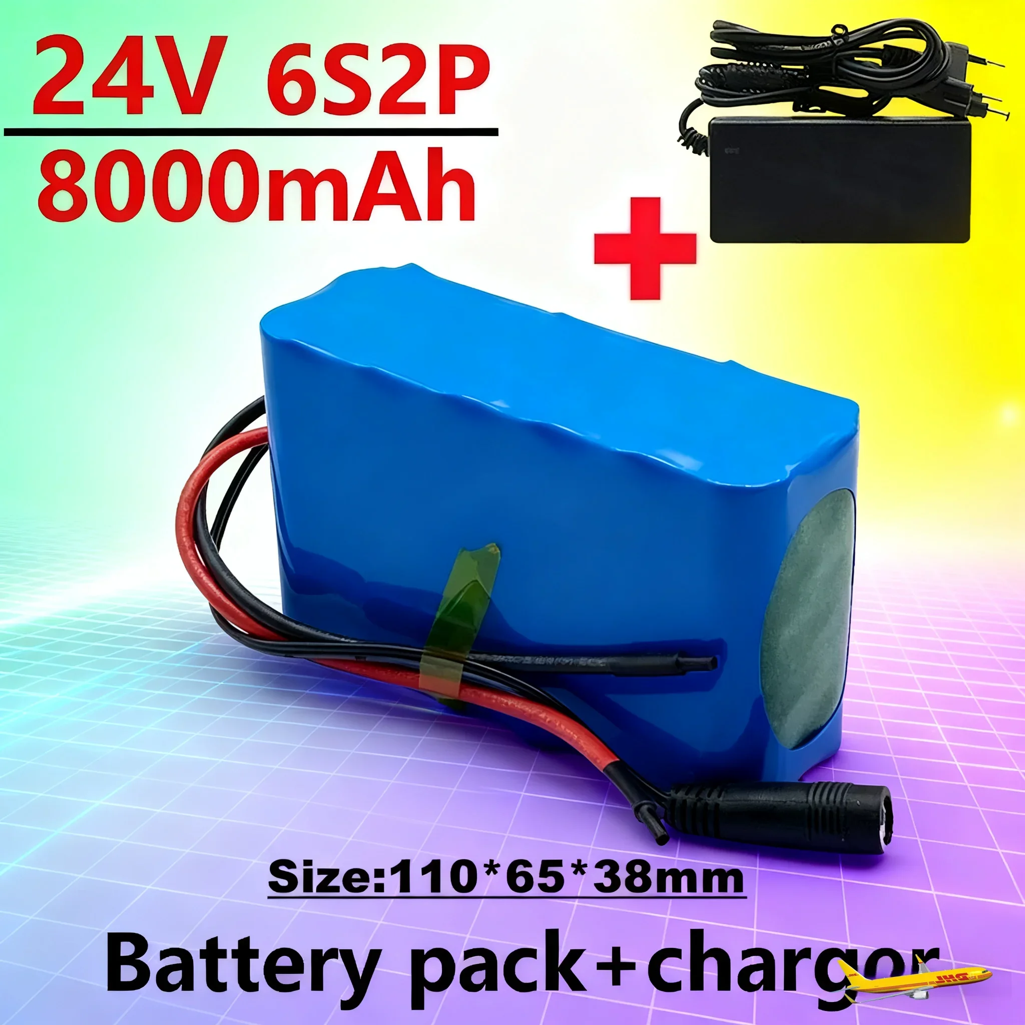 

24V 6S2P 8000mAh 18650 Lithium Battery Pack with BMS for Electric Motorcycle 24V Camping Equipment+optional Plug+ 2A Charger