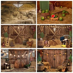 Western Cowboy Photography Backdrop Wild West Rustic Farm Barn Wood House Saloon Baby Portrait Birthday Party Photo Backgrounds