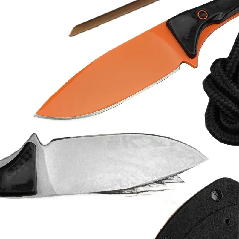 High Quality BM 15201OR Altitude Fixed Blade Knife CPM-S90V Orange DLC Drop Point Santoprene Handles Outdoor Military Knives