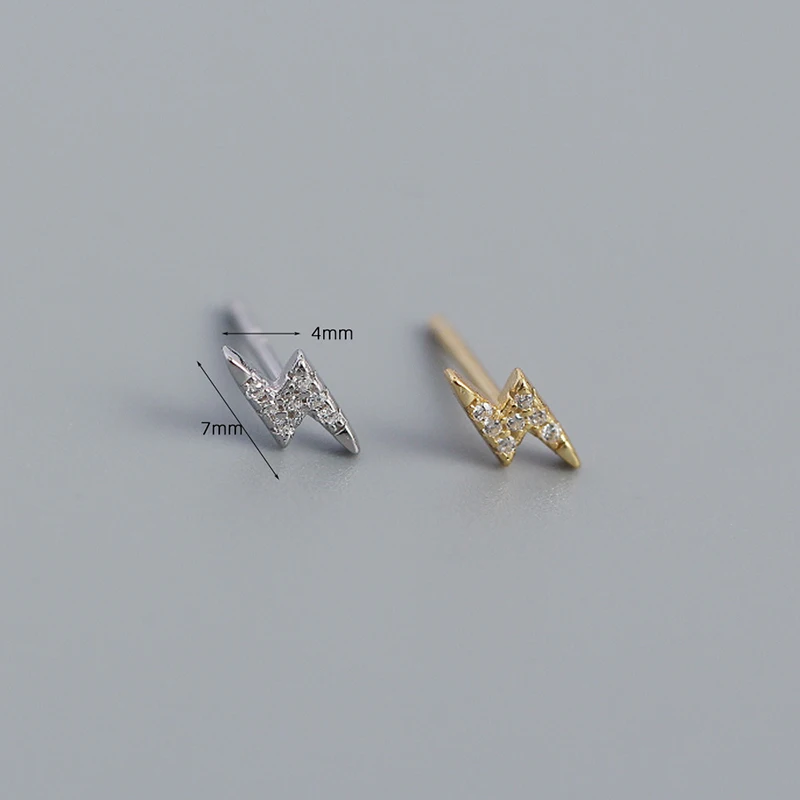 Fashion Stainless Steel Mini Cubic Zirconia Pierced Studs Earring For Women NOVA Lightning Star Moon Cartilage Piercing Jewelry