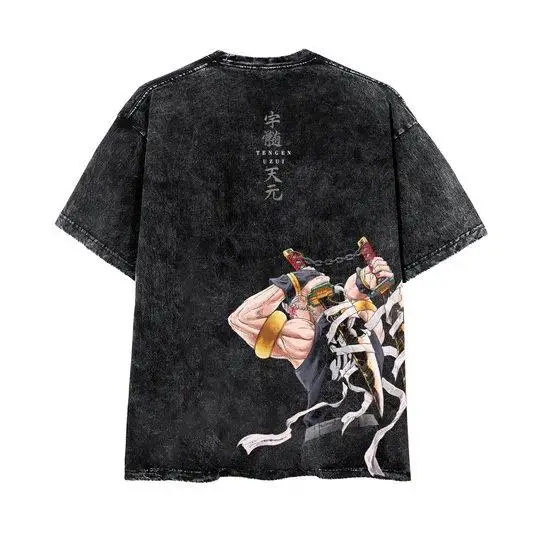 

Oversized Vintage Wash Demon Slayer Graphic T Shirt Anime Print Men Women Cotton Short Sleeve Tee Harajuku Streetwear Casual Top