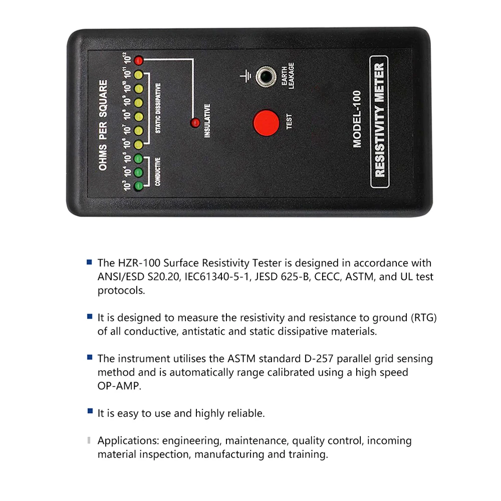 ESD Surface Resistance Resistivity Meter Electrostatic Static Electricity Tester Electrostatic Tester Resistance Tester