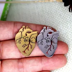 3pcs/Lot Anatomical Heart Charm Apparatus Stainless Steel Pendant for Necklace Earring Holiday Gift DIY Jewelry Bulk Accessories