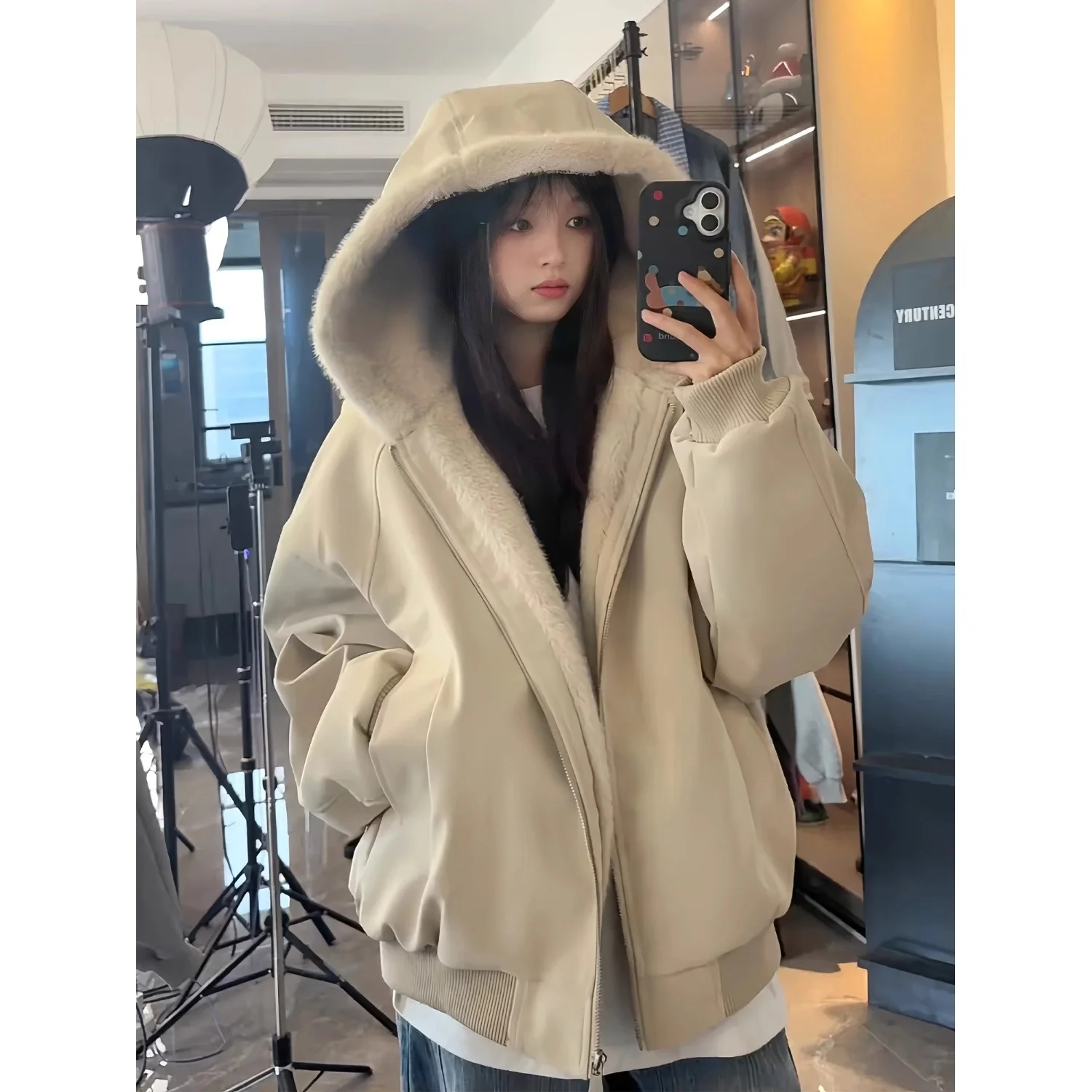 

Thiened Leather Jaet Men's Autumn Winter Large Size Hooded Coat Warm Cotton Clothes Mountain Eagle Pattern Casual Jaet