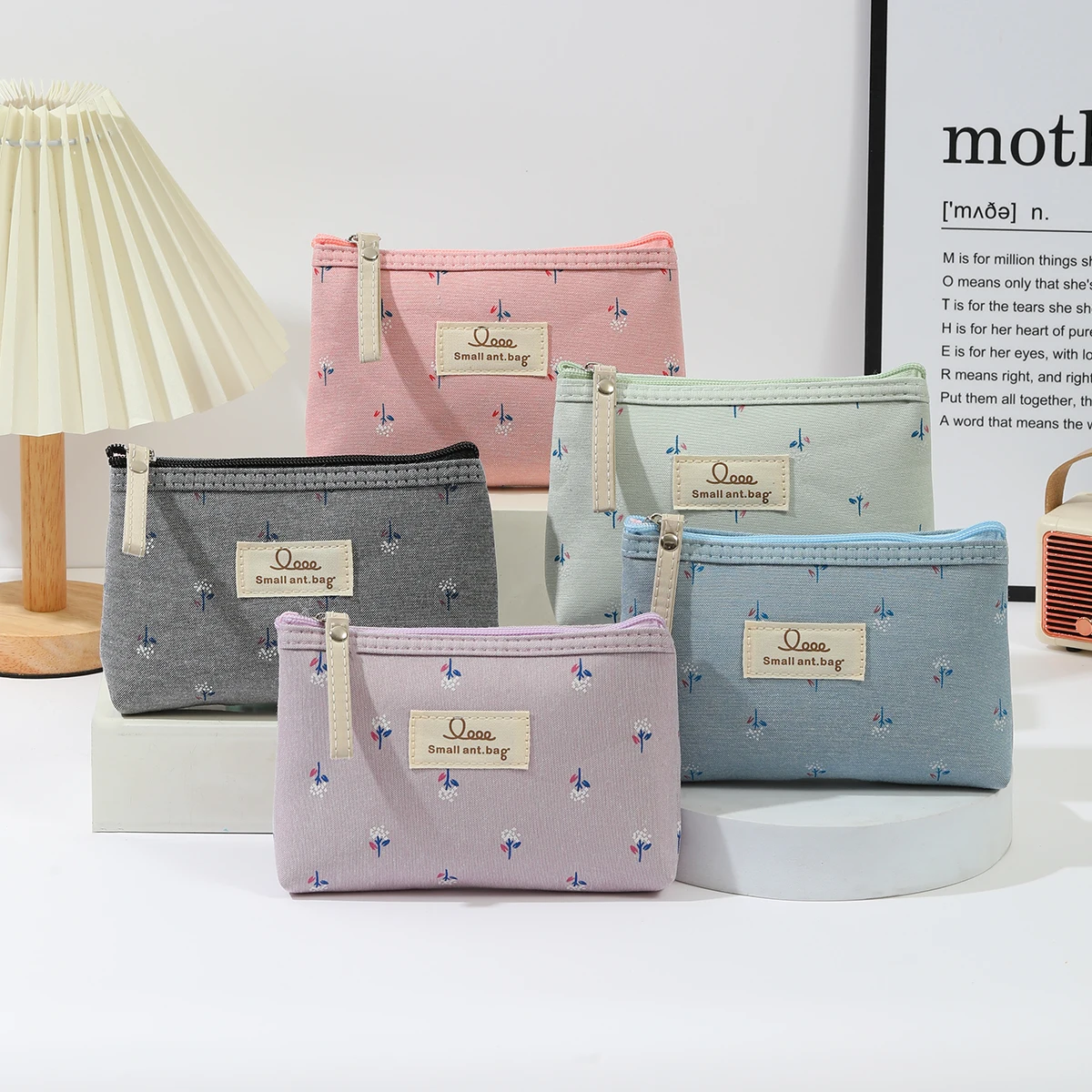 Instagram Style Canvas Makeup Bag Printed Women's Portable Student Pencil Case Travel Storage Toiletries Bag