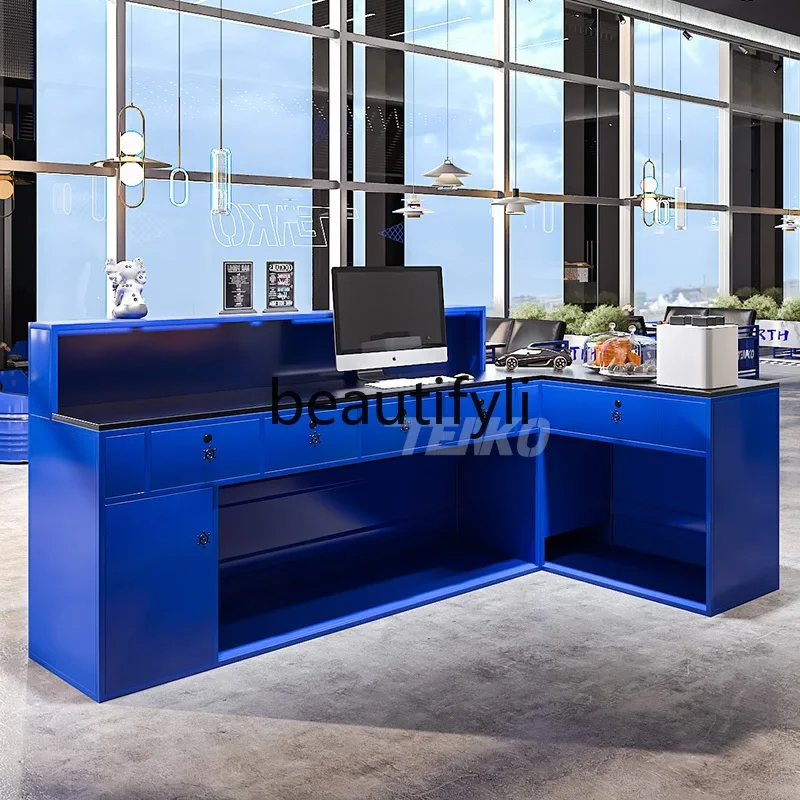 zzqAlcone cassiere da bar in stile industriale, tè al latte, barbecue, ristorante, reception creativa, palestra, contenitore in ferro, reception