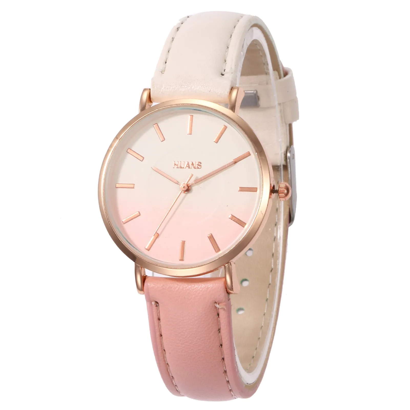 New Fashion Pointer Watch Gradient Leather Wristband Watch Quartz For Women Casual And Versatile Exquisite Cute Compact Watch