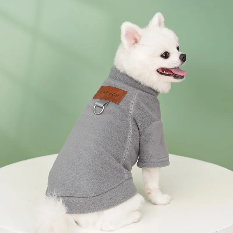 Fleece Dog Jacket Winter Dog Clothes Chihuahua French Bulldog Clothing Pet Costume with Harness D-Ring Luxury Kitten Puppy Coat