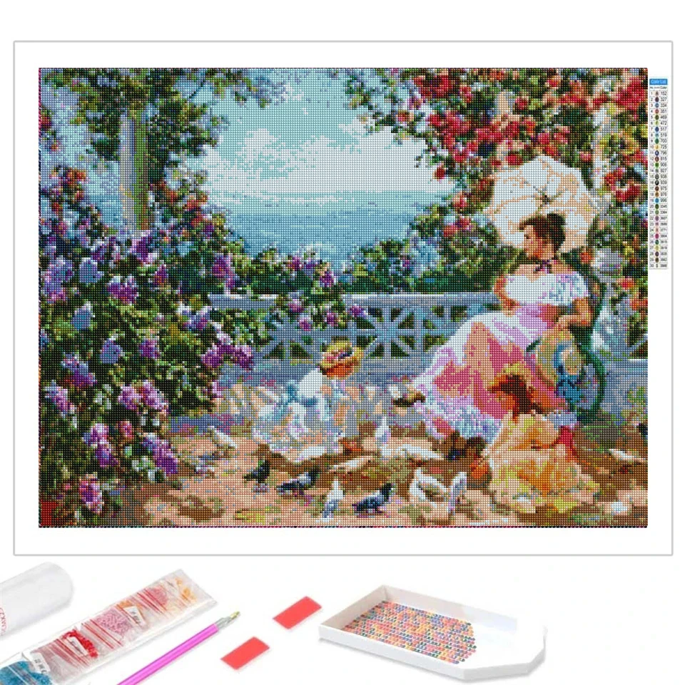 5D On Clearance Landscape Lady In Garden Diamond Painting DIY Full Diamond Mosaic Embroidery Crystal Picture Sets Home Decor Art