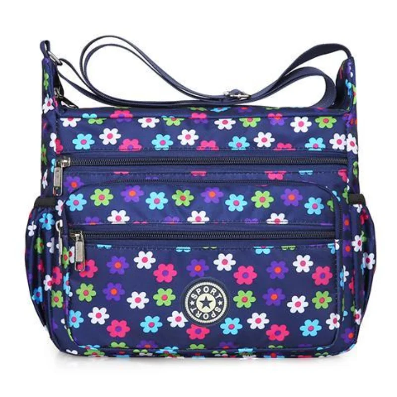 Große Kapazität weibliche Nylon Blume Farbe Stoff Tasche Knödel Typ große Stoffbeutel weibliche Single Shoulder Cross body Einkaufstasche