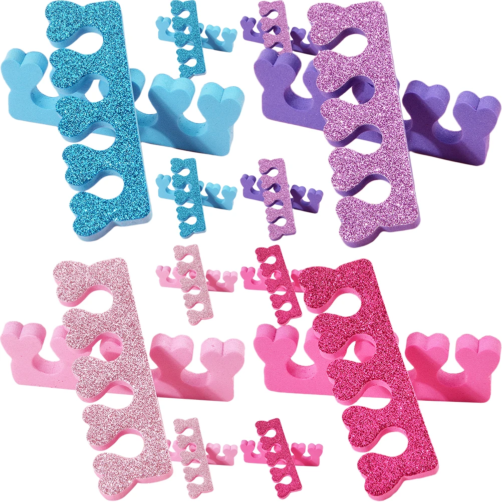 

24Pcs Pedicure Toe Separators Eva Material Nail Art Supplies Comfortable Glitter Heart Design Practical Pedicure Tools
