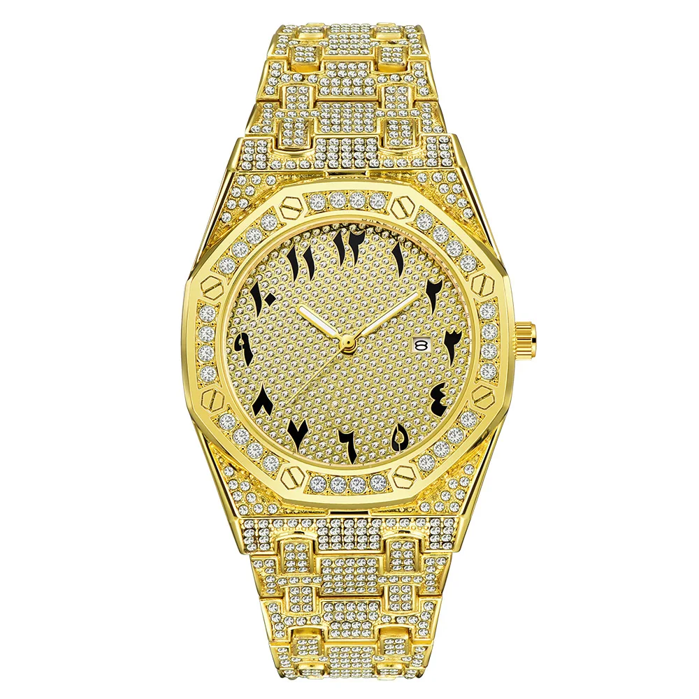 Montre-bracelet à quartz en diamant glacé pour hommes, Hip Hop, horloge masculine, marque supérieure, luxe, cool, nouveau, livraison directe