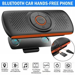 Car Kit Handsfree Speakerphone Multipoint Sun Visor Speaker for Phone Smartphones Car Charger Hands Free Bluetooth-compatible