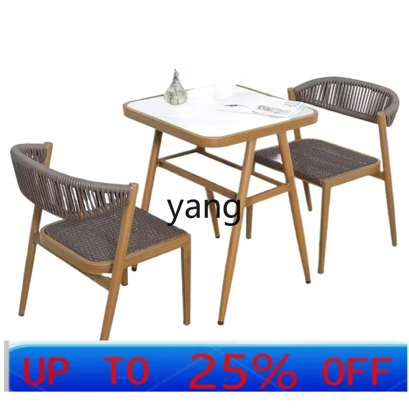 

LMMBalcony Table-Chair Set Small Apartment Home a Table and Two Chairs Outdoor Sun Protection Three-Piece Set