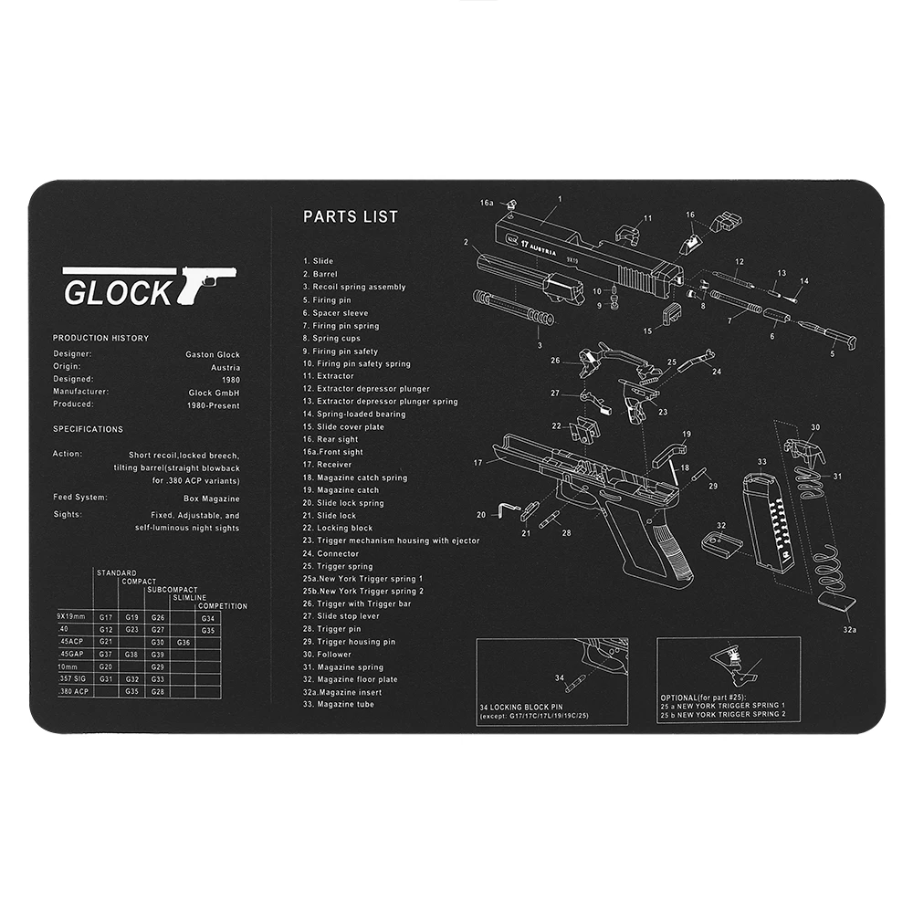 P226 P229 XD 1911 Glock Cleaning Rubber Mat 17