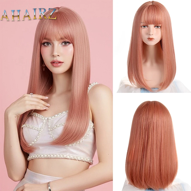 

Women's Synthetic Long Straight Orange Wig with Bangs For White Lady Cosplay Lolita Daily Wear High Tempreture Fiber