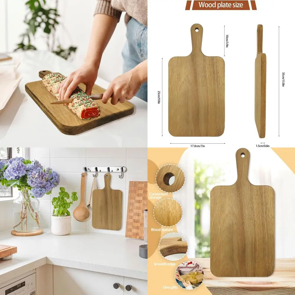 

Массовые разделочные доски из дерева акации — 15 шт. в упаковке с ручкой, 13,8x7 дюймов, для кухни, лазерной гравировки, подарков своими руками