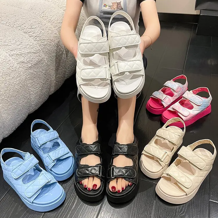 2023 Summer Sale Of Women\'s Shoes Muffins shoe Luxury Sandals Increasing Height All-Match Suit Female Beige Clogs With Heel Med