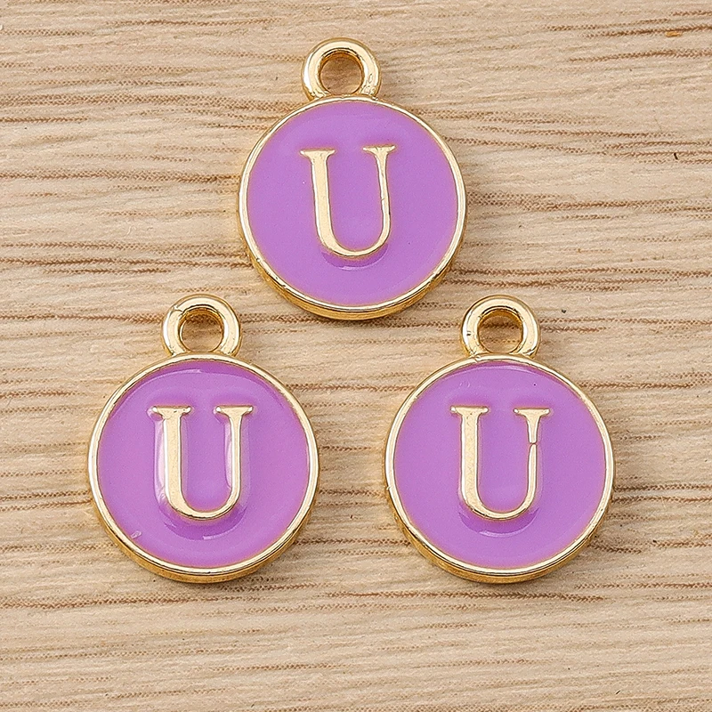 10 Stück 11 x 14 mm niedliche Emaille 26 A-Z Alphabet Buchstaben Charms Anhänger für Schmuckherstellung Ohrringe Halsketten DIY Bastelzubehör – Detail 23