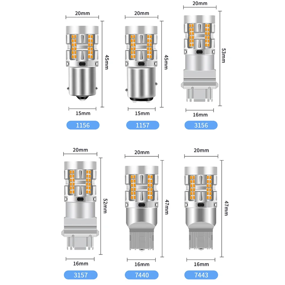 2x 1156 BA15S BAU15S LED 7440 7443 3156 3157 Bulb Red White Amber P21/5W P21W PY21W T20 W21W WY21W S25 Turn Signal Light Bulbs