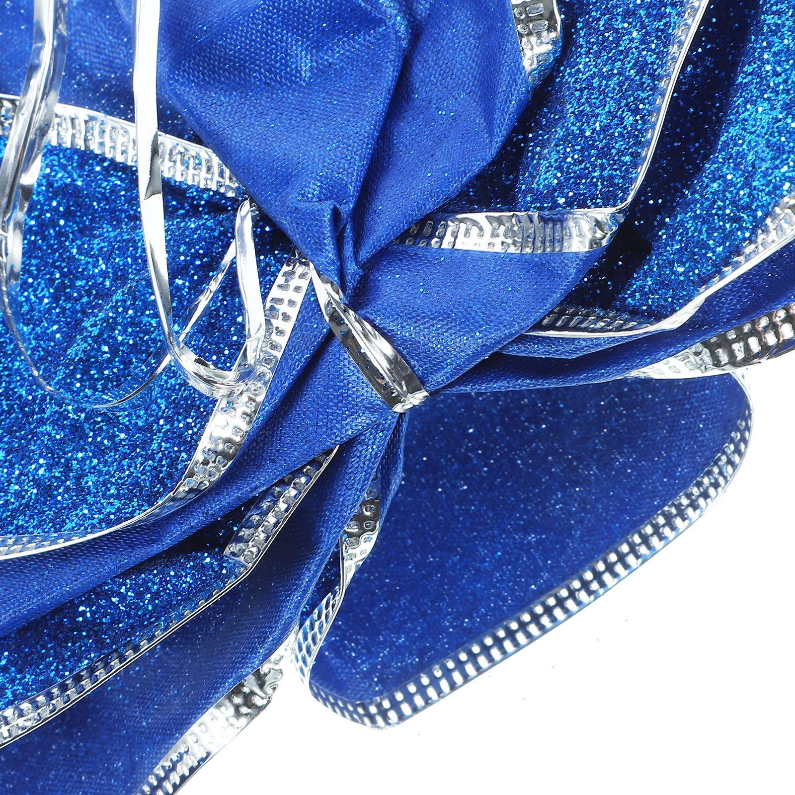 

5Pcs Gift Knot Ribbon Christmas Bows Glitter Polyester Decor for Tree Present Packaging Door Wall Chair Table Blue