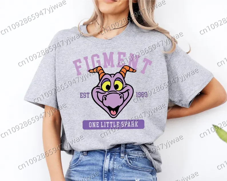 الأرجواني التنين تي شيرت الشكل ليتل سبارك Est 1983 المحملة ديزنيورلد مطابقة المرأة الرجال قصيرة الأكمام القطن الأسرة تي شيرت