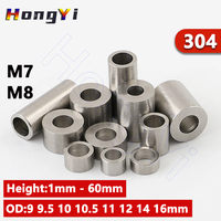 M7 M8 Unthreaded Bushing 304 Stainless Steel Round Washer Gasket OD 9mm - 16mm Hollow Standoff Spacer Sleeve Height 1mm - 60mm