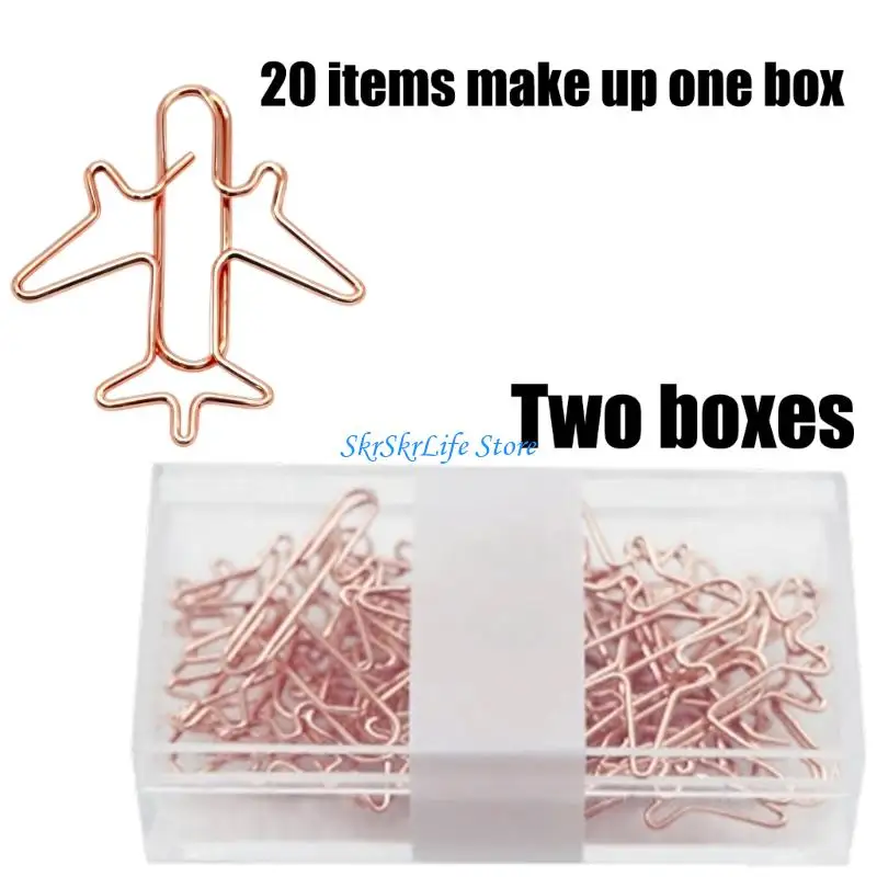 E65E 50Pcs Aircraft Metal Paper Clip 38x30mm Colored Bookmarks Page Clips For Document Photo Note Card Picture Management