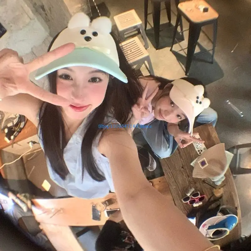 P88B หมวกปีกกว้างระบายอากาศได้กว้างสำหรับกีฬา Balletcore Bows Photo Props