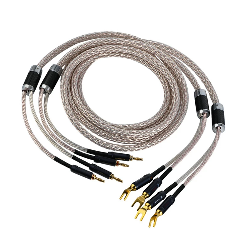 

Pair OCC Speaker Wire Silver Plated Copper HiFi Audio Amplifier Horn Cable Banana & Spade Plug