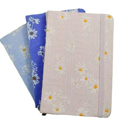 Girls Aisy Cloth Notebook A5 A6 Size Pocket Notepad with Band and Bookmark 200 Blank Inner Pages for Students Diary