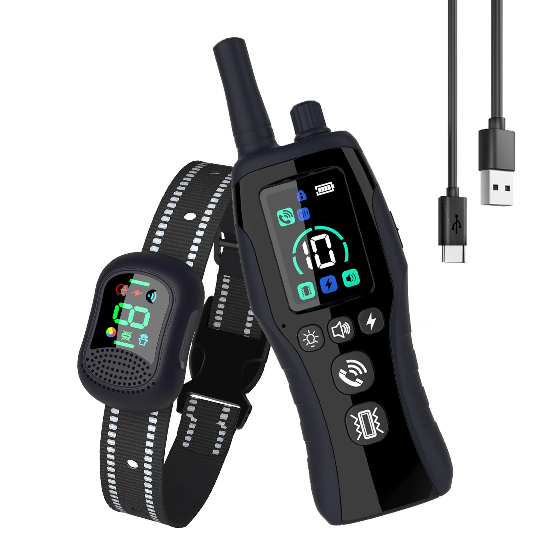 

Customizable Dog Shock Collar 6500 ft Training Large Medium Small with Rechargeable Remote Calling Beep Vibratio