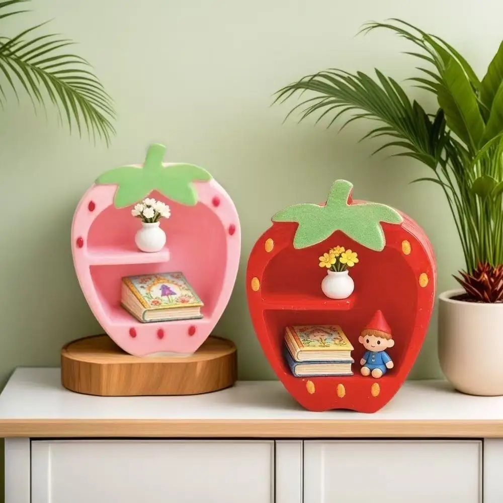 Kawaii Dollhouse Play Strawberry Storage Cabinet Realistic Mini Storage Box Trendy Miniature Model Accessory Display Cute Gift