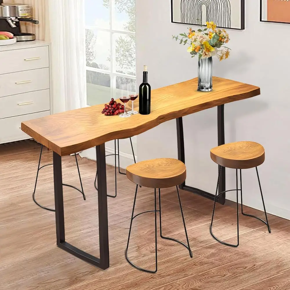 

Industrial Style Solid Wood Counter Height Dining Table for Small Spaces, 47.2in