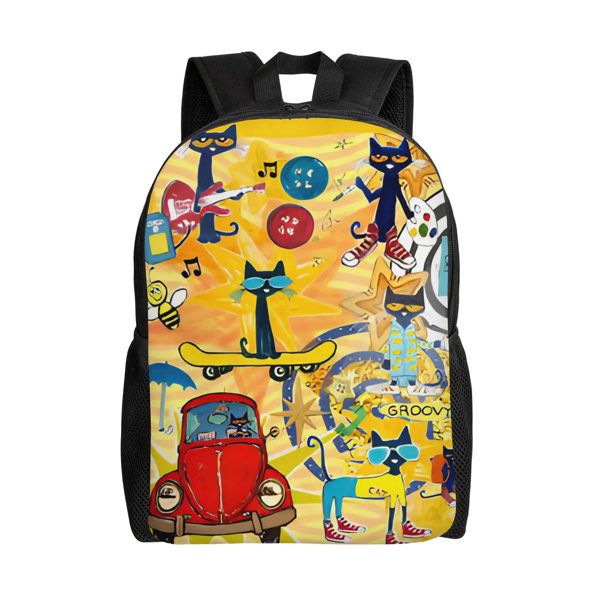 Pete the Cat  Cool Kitten Casual Backpack Sports High School Business Cartoon  Daypack for Men Women Laptop Canvas Bags