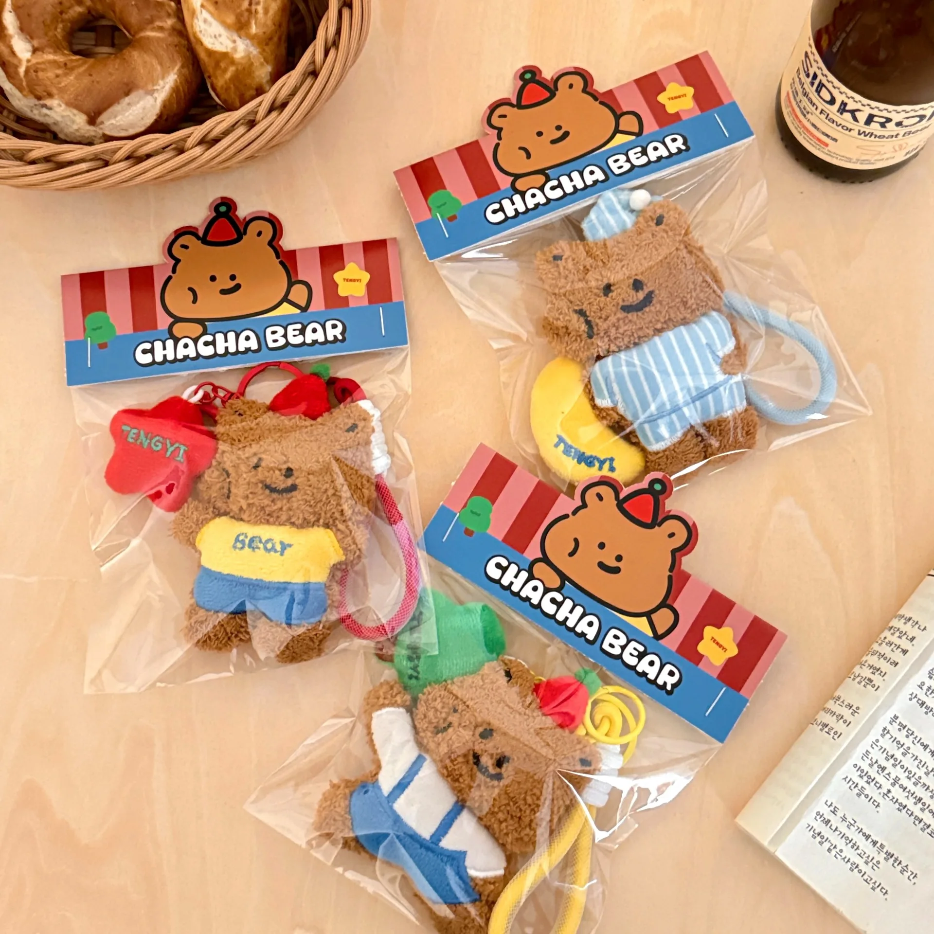 لطيف الكرتون تيدي بير تمثال قلادة أفخم المفاتيح حقيبة الديكور زوجين المفاتيح #6