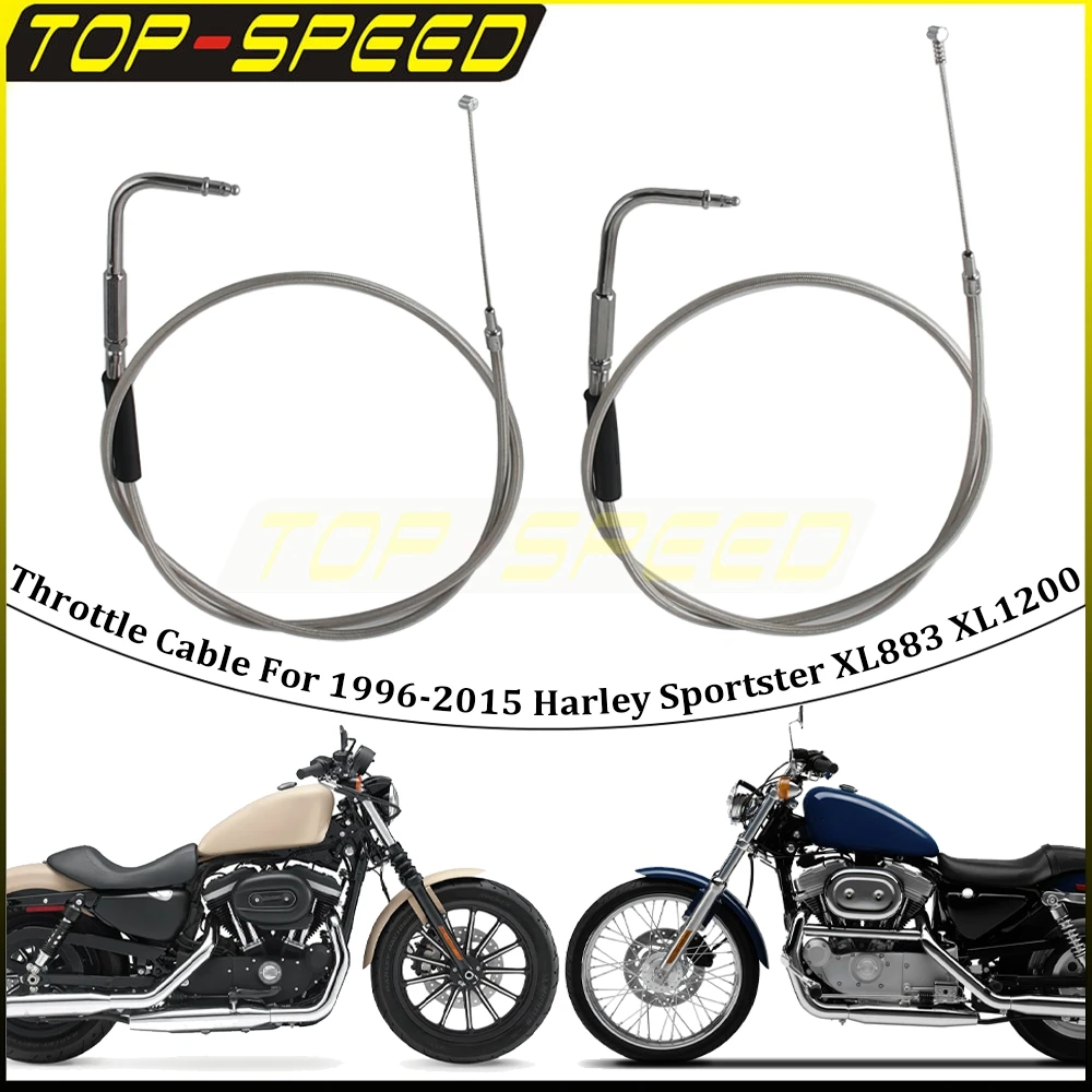 

For Harley Sportster XL883 XL1200 XL 883 1200 1996-2015 Motorcycle Braided Stainless Steel Throttle Cable 130cm Throttle Wires