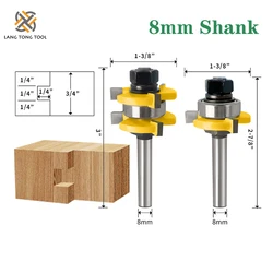 LANG TONG 2Pcs utensili giunto assemblare punte del Router linguetta e scanalatura t-slot fresa per utensili da taglio per legno legno LT006