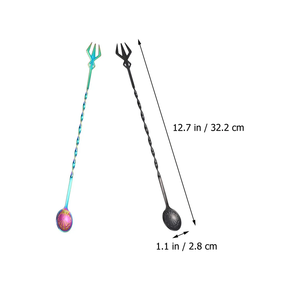 

2pcs Stainless Steel Mixing Spoon Stirrer Cocktail Swizzle Stick Household Bar Tool Spiral Design Long for Coffee