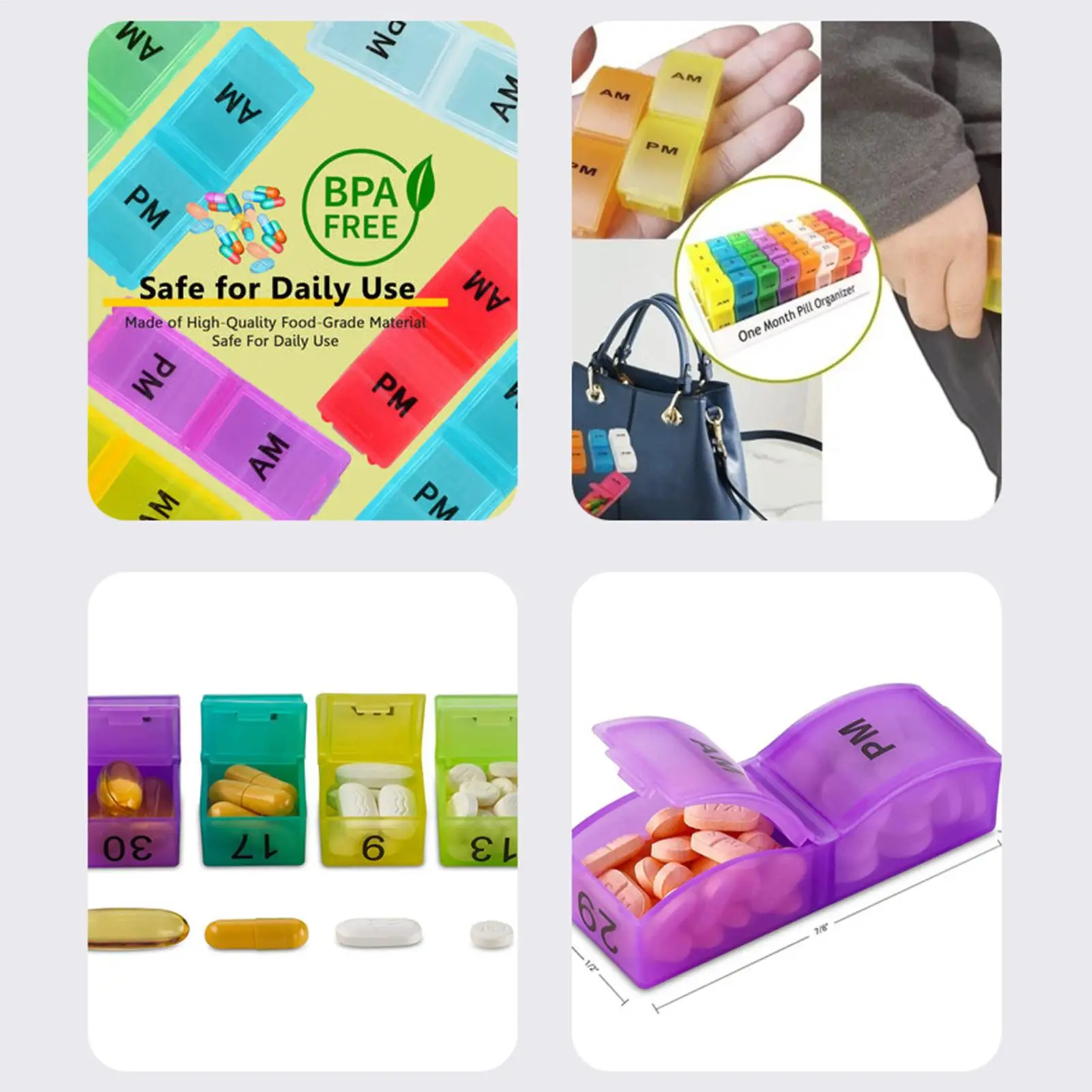 

Monthly 32 Grids Pill Box Case Container Organizer Travel Pill Case Storage Box Organizer One Month Pill Dispenser