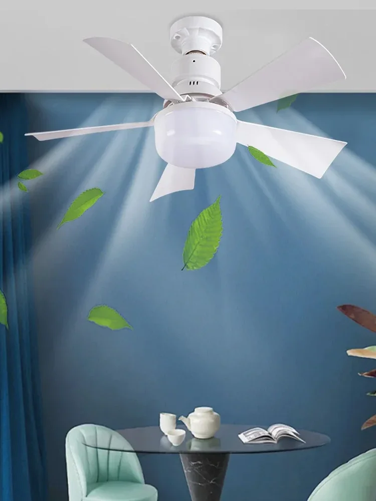Ventilateur de plafond intelligent 2 en 1, avec télécommande, gradation, éclairage à économie d'énergie, ventilateur silencieux E27, lumières pour chambre à coucher, salon, cuisine