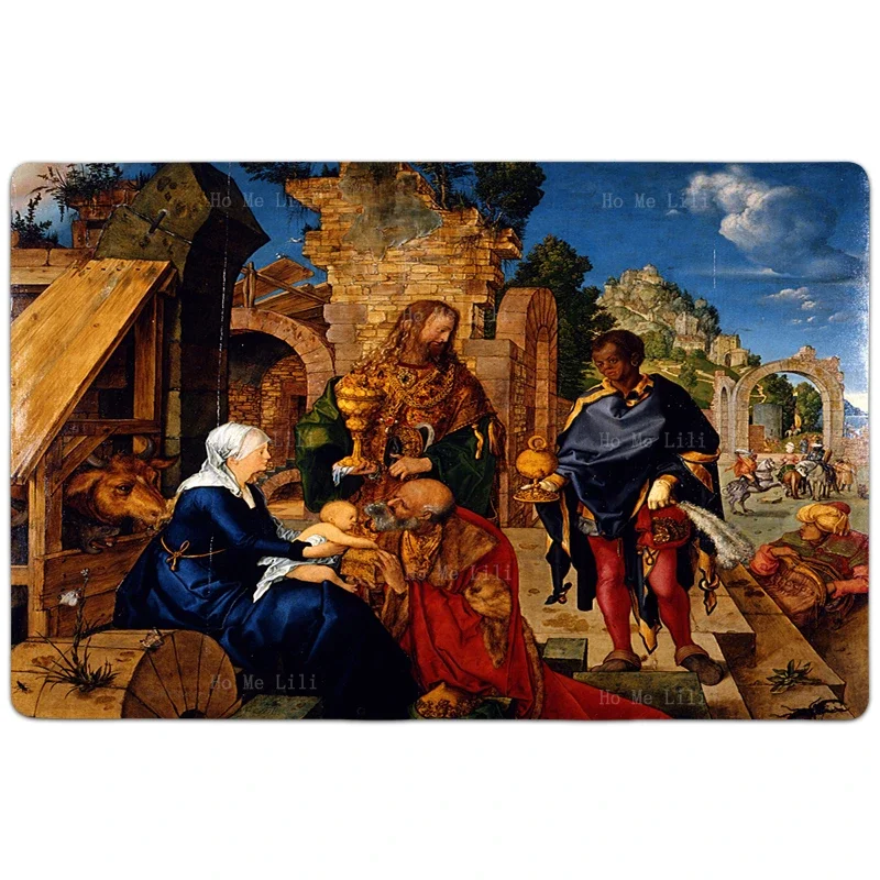 The Worship Of Wise Men Three Magi Come To Court Religious Art Soft Carpet Flannel Floor Rugs By Ho Me Lili