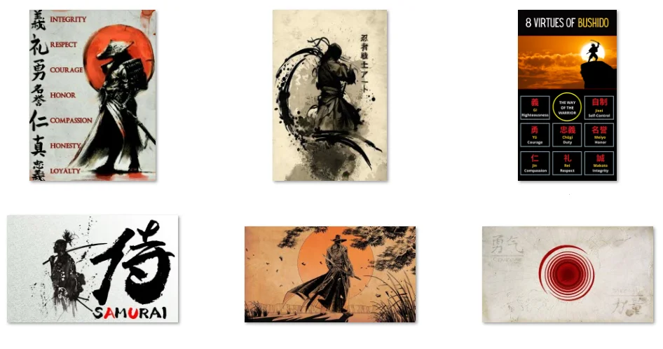 10Style Choose The Seven Virtues Of Bushido Canvas POSTER ,Home Decor Wall art painting